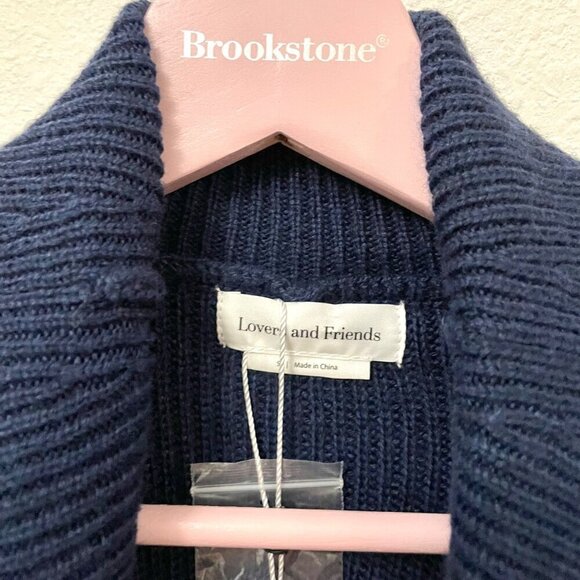 NWT Lovers and Friends Navy Blue Distressed Long Sleeve Keeney Dress Size S - Picture 3 of 8